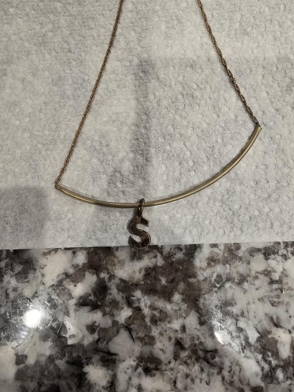 Vintage Gold-Tone Initial 'S' Bar Necklace - Women's Jewelry